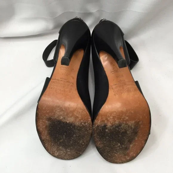 Mason Martin Margiela Stiletto Womens Heels 38.5 M Black Leather Peep-toe Shoes - Picture 4 of 11